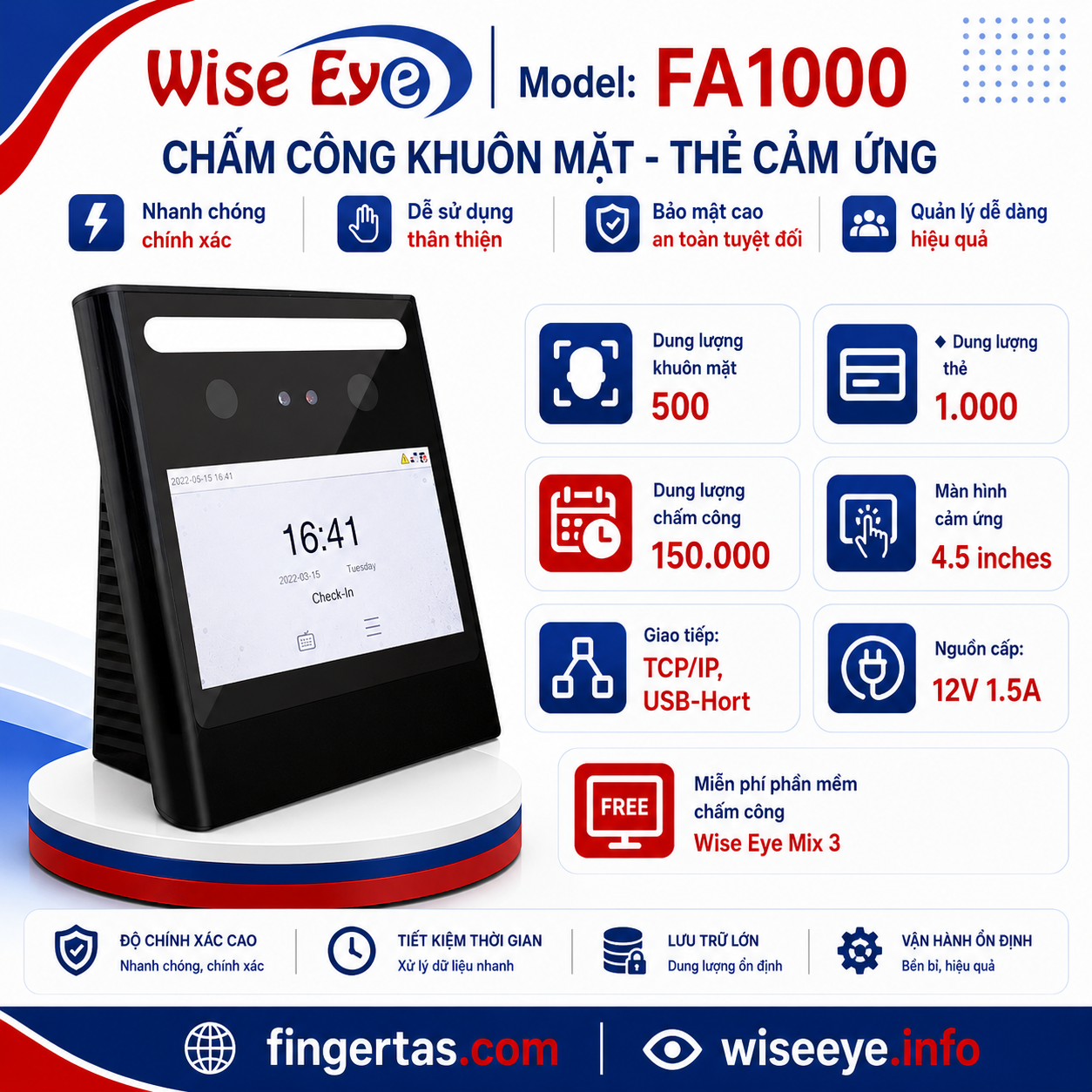 Máy chấm công khuôn mặt FA1000